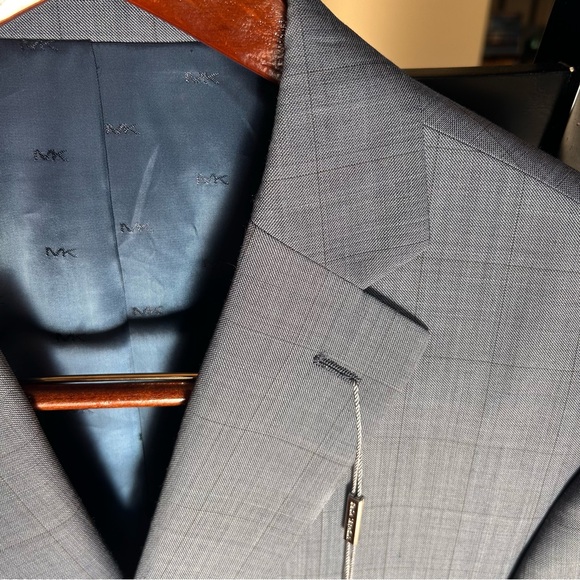 Michael Kors Mens 44R Kris Wool Blend Suit Jacket Blue Gray Windowpane NWT - Picture 12 of 16